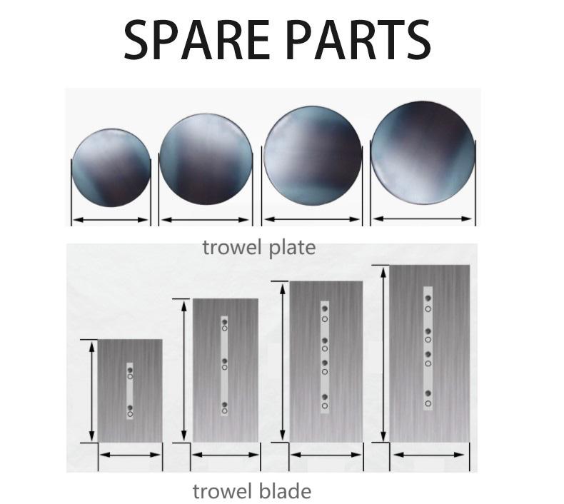 various sizes of power trowel plate and blade