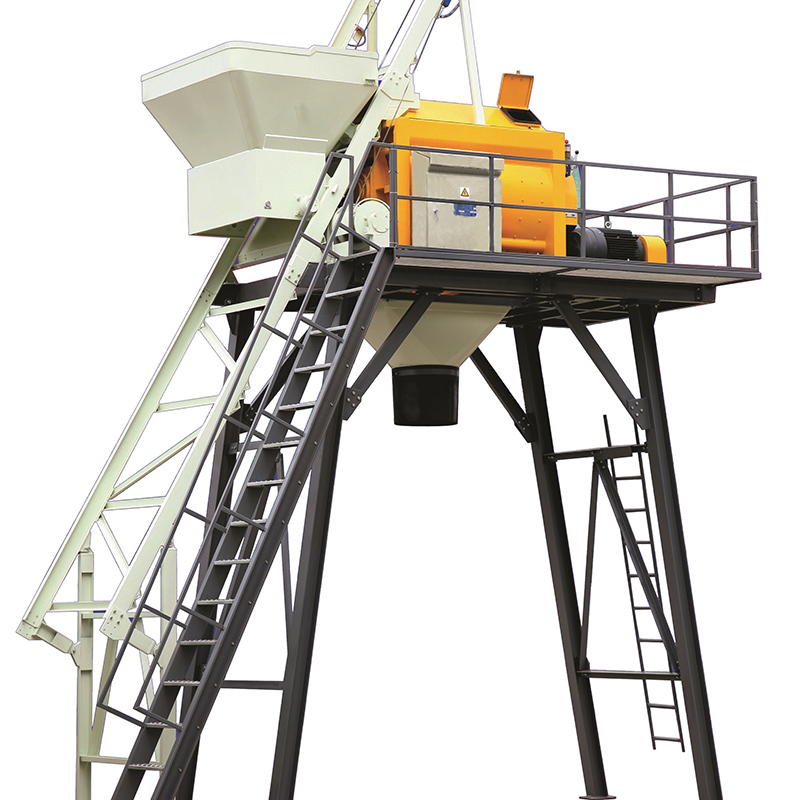 cheapest JS1000 mixer with sliding hopper platform and guardrail discharging hopper ladder