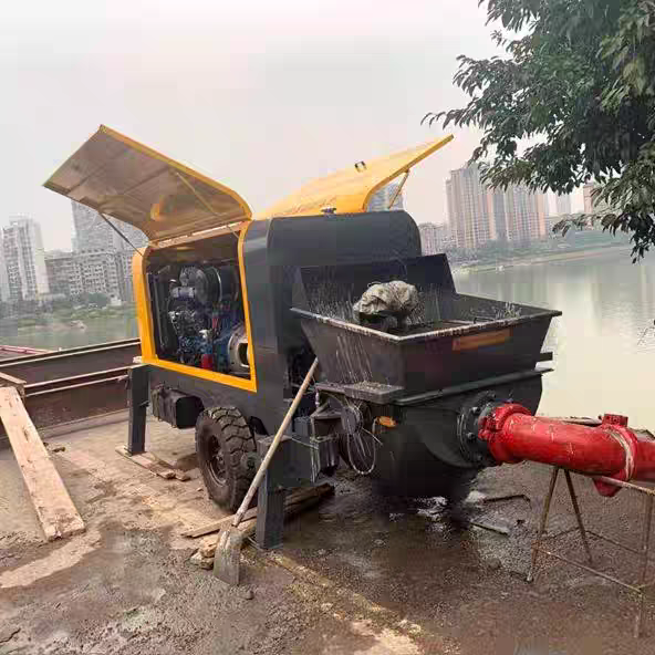 HBTS30-10-66R concrete pump working at construction site